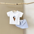 2Pcs Boy Girl Summer New Baby Clothes Sets Children Clothing Ice Cream Print T-shirt+Shorts Infant Toddler Outfit Suit Clothes. 