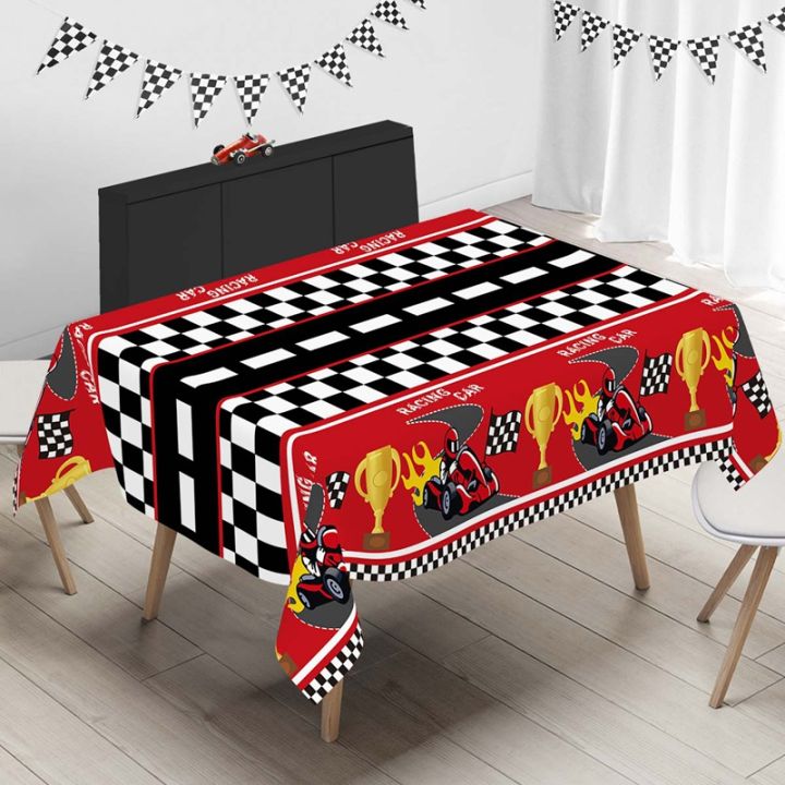 Checkered Race Car Party Black White Checkered Tablecloth Table Runner ...