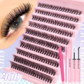 720/200pcs eyelash Extension Kit Fluffy Eyelash Extension kit with Lash Bond and Seal Lash Tweezers Thick Lash Clusters Wispy.