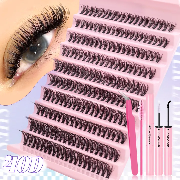 720/200pcs%20eyelash%20Extension%20Kit%20Fluffy%20Eyelash%20Extension%20kit%20with%20Lash%20Bond%20and%20Seal%20Lash%20Tweezers%20Thick%20Lash%20Clusters%20Wispy%20-%20Image%202