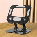 All-Metal Foldable 360° Rotatable Desktop Stand for Tablet & Phone, Hollow-Out Heat Dissipation Tablet Support Bracket.