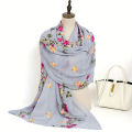 Fashionable Design Embroidered Flower Pattern WOMEN'S Scarf Shawl Elegant and Breathable Daily Versatile Accessory 85 * 180cm. 
