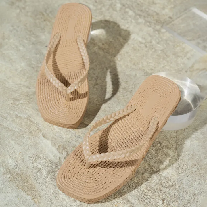 Women's%20Summer%20Beach%20Vacation%20Square-Toe%20Comfortable%20Open-Toe%20Waterproof%20Non-Slip%20Flat%20Flip-Flops,%20Casual%20Home-Style%20Flip-Flops%20-%20Image%204