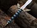 Zelda Sword, Legend of Zelda Link's Master Sword Steel Variation in Blue with Leather Sheath. 