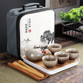 With Travelling Bag 4 Cups Chinese Kung Fu Tea Set Travel Set Ceramic Portable Teapot Porcelain Teaset Gaiwan Tea Cups Tea Tool.
