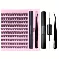 DIY Lash Extension Kit, Lash Clusters With Waterproof Strong Hold Lash Bond And Seal And Eyelash Tweezers Lash Cluster Kit. 
