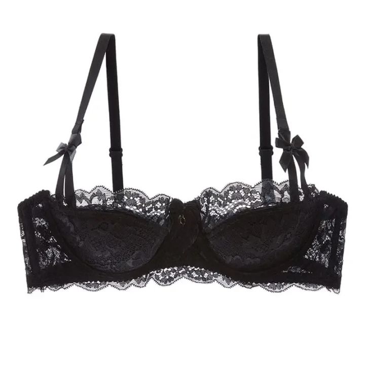 MOYISU%201/2%20Ear%20AB%20Cup%20Pure%20Desire%20Girl%20Bra%20Set%20%7C%20Pull-up%20Bra%20Set%20With%20Bow%20Breathable%20French%20Lace%20Bra%20%7C%20Anti-Slip%20Cup%20Date%20Night%20-%20Image%204