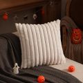 Cozy Faux Fur Plush Throw Pillow Cover - Fluffy Striped Winter & Christmas Decorative Cushion Case with Zipper Closure for Sofa. 