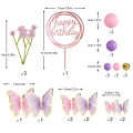 Pink Purple Balls Cake Toppers Butterfly Cake Decorations Happy Birthday Cake Topper for Wedding Baby Shower Birthday Flower The. 