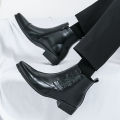 British Retro Riding Boots for Men Chelsea High-Top Leather Shoes for Men Trendy Suit Leather Boots for Men British Knight Boots.
