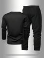 2-piece men's sleepwear set for spring summer autumn winter long sleeved pants letter patterned base shirt home wear set. 