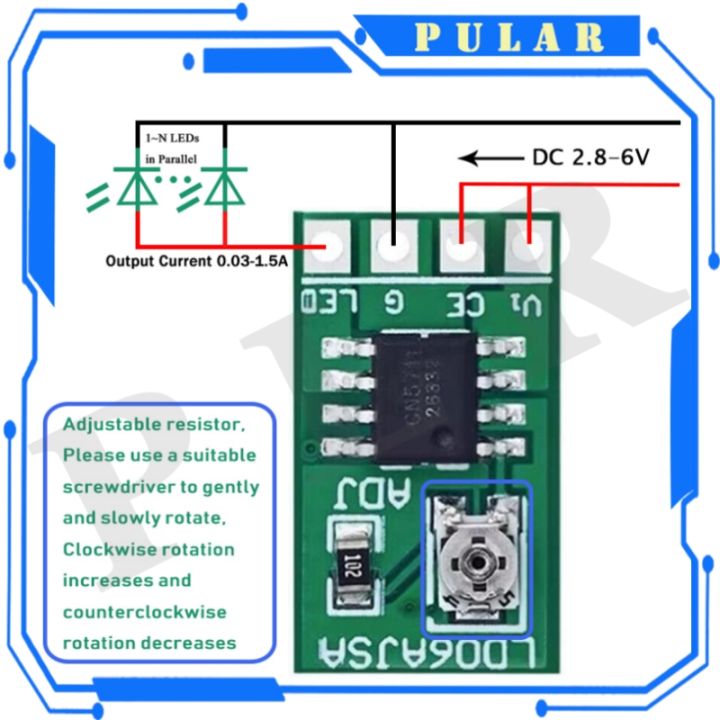 20plr Led Module PLR 30-1500MA Adjustable Constant Current LED Driver DC 3.3V 3.7V 4.2V ...