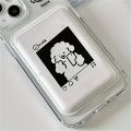 1pc Cute Dog Design Artificial Leather Magnetic Wallet Card Holder for iPhone 17 16 15 14 13 12 Pro Max Card Slot Accessory.