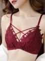 【Low price】French Sexy lace Beauty back no steel ring underwear female small chest gathers triangle cup thin comfortable sexy bras. 