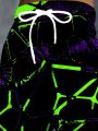 New Men's Autumn Neon Stripe Printed Soft and Comfortable Drawstring Pants Outdoor Urban Street Style Pants. 