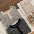 Children's Spring Autumn Long-sleeved T-shirt Boys Girls Korean Striped T Children's Warm Bottoming Shirt Baby Simple Top.