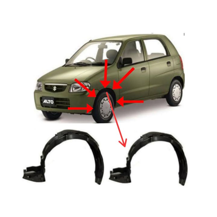 Alto Fender shield ( 2 ) pieces Right and left side ( Save your car from Rust ) front both side Black colour Suzuki Alto ( old model )