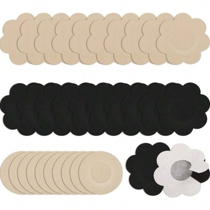 100 Pcs Nipple Breast Covers Self Adhesive Disposable Flower Shape Nipple Pasties Stickers for Women Girls Ladies Party Dress