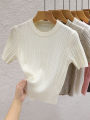2025 Summer T shirts for Women Casual Female Korean Knit Streetwear Tees Basic Solid Young Cool Tops. 