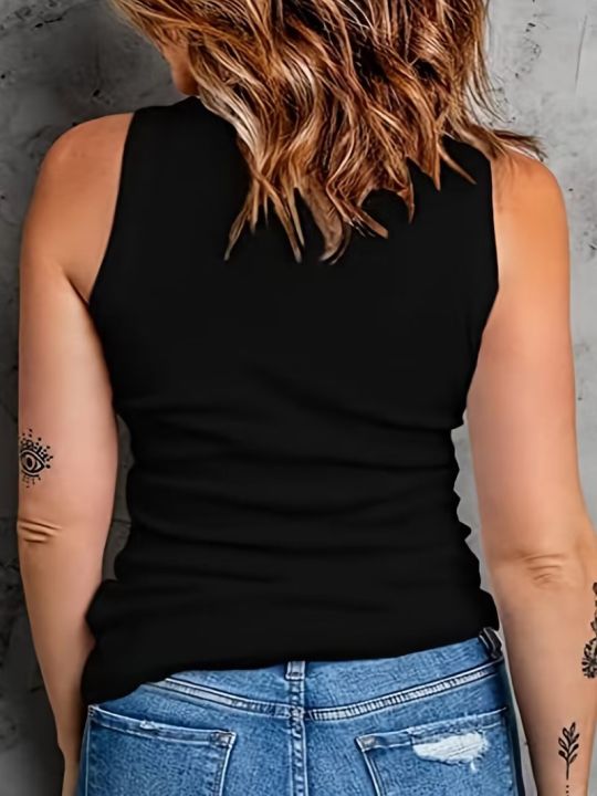 Plus%20Size%201XL-5XL%20Women's%20Ribbed%20Thick%20Strap%20Low%20Cut%20Tight%20Slim%20Fitted%20Sporty%20Workout%20Tank%20Tops%20-%20Image%202