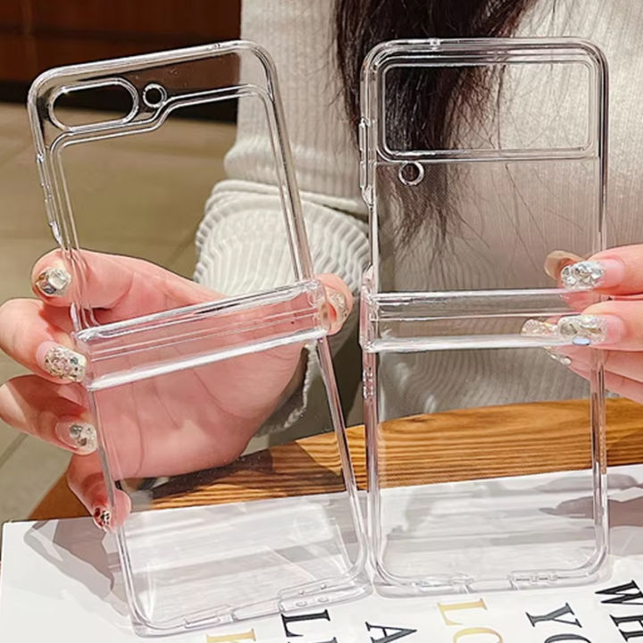 For Samsung Galaxy Z Flip7 FE Filp6 Filp5 5G Case Transparent Fold ShockProof Hard PC Cover For Samsung Galaxy Z Filp 3 4 5 6 7