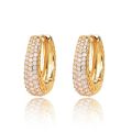 Huitan Hollow Gold Color Hoop Earrings for Women Paved Dazzling CZ Stone Luxury Trendy Female Circle Earrings Statement Jewelry.
