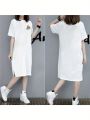 Casual Dresses, Summer Loose Large Size New Short-sleeved T-shirt Skirts for Women, Summer Fashion Style Long Skirts. 