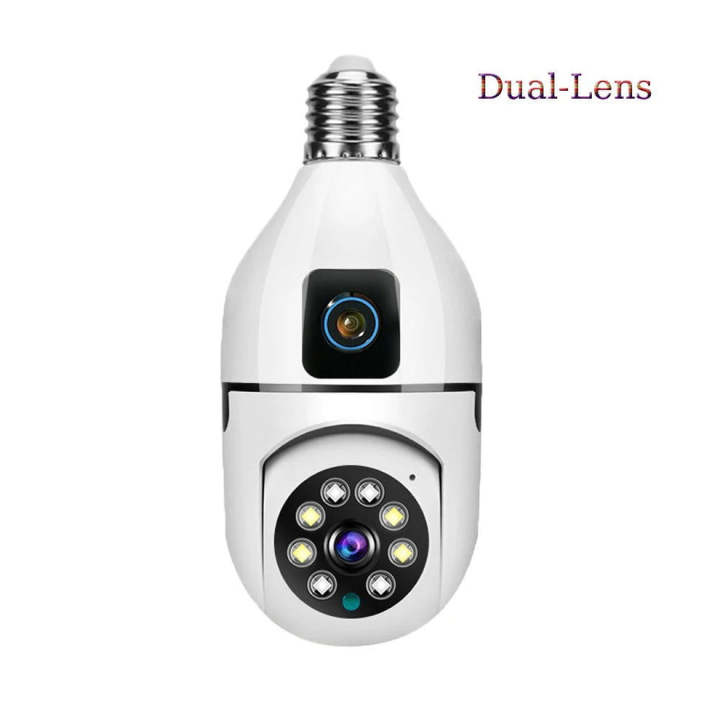 dual-lens smart bulb security camera with WiFi connectivity, night ...