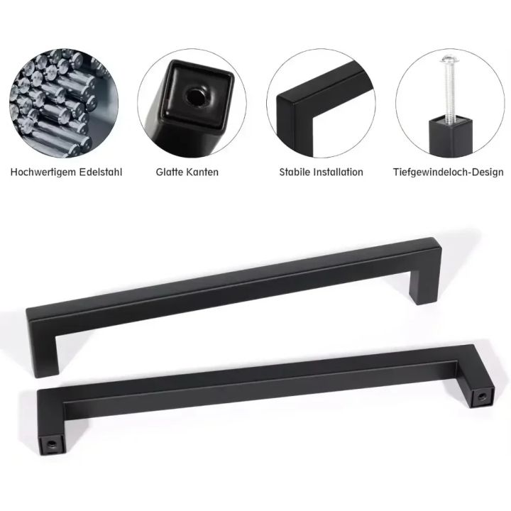 6pcs%20Square%20Furniture%20Hardware%20Cabinet%20Handle%20Stainless%20Steel%20Door%20Knobs%20Cupboard%20Drawer%20Pulls%2064mm%20128mm%20160mm%20224mm%20256mm%20-%20Image%203