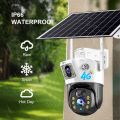 Solar Panel Dual Lens 4G Sim CCTV Camera Outdoor Color Night Vision PIR Alarm Two Way Audio IP Camera (Dailog sim not support). 