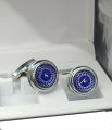 Round blue cufflinks with stone new design studs for mens and boys. 