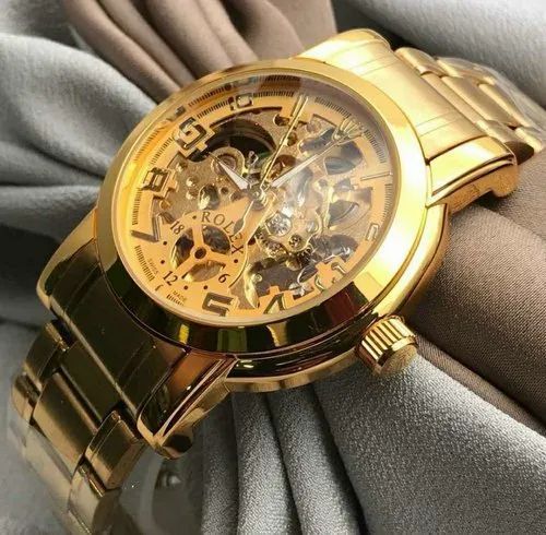 Rolax watch golden colour