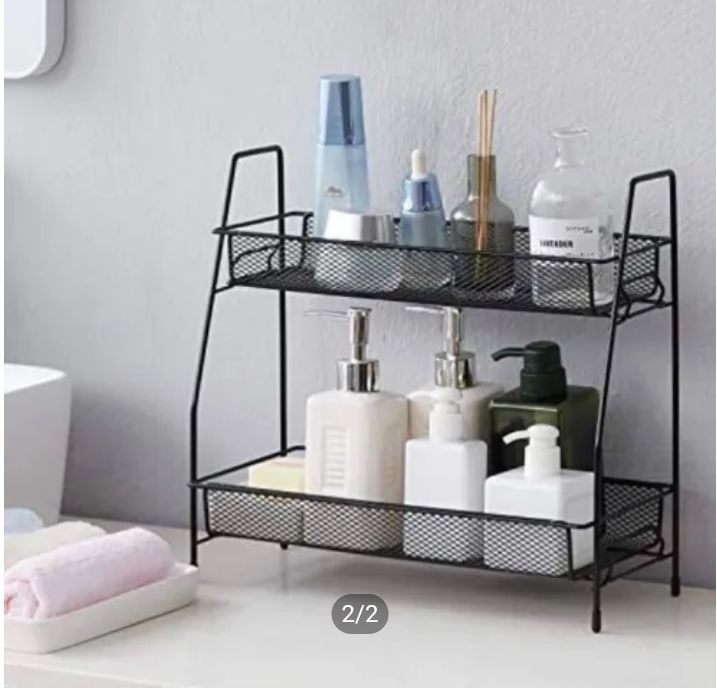 metal foldable two layer stand Spice Rack Organizer for Countertop 2 ...
