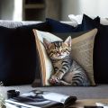 Creative Sleep Cat Fashion Design Printed Pillowcase Single Sided Comfortable Indoor Sofa Home Cushion Pillow Set Accessories.