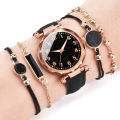 5PCS/Set Women‘s Watches Ladies Fashion Leather Band Analog Quartz WristWatch Bracelets Set. 