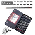 12pcs/set Drawing Pencil Pre-sharped Metal Box Packed 2H-8B Graphite Pencil Set for School Office Stationery Art Sketch Supplies. 