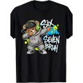Funny Six Seven Bruh Internet Meme T-shirt for Boys and Girls 67 Digital Design with Dab Dance Casual Round Neck Children Tshirt.
