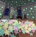 100pcs 3cm Glow-in-the-Dark Luminous Star Stickers - Halloween Home Décor, PVC Kids Room Stickers - Eco-Friendly. 