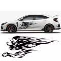 Fire Lion - 2 - Piece For Both Sides - Car Stickers - Car Decals (ALL COLORS AVAILABLE). 