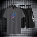 2025 Summer Thin Casual Quick Drying Two Piece Set Men's Set Sports Outdoor Running Short Sleeve T Shirt + Shorts Tracksuit Sets. 