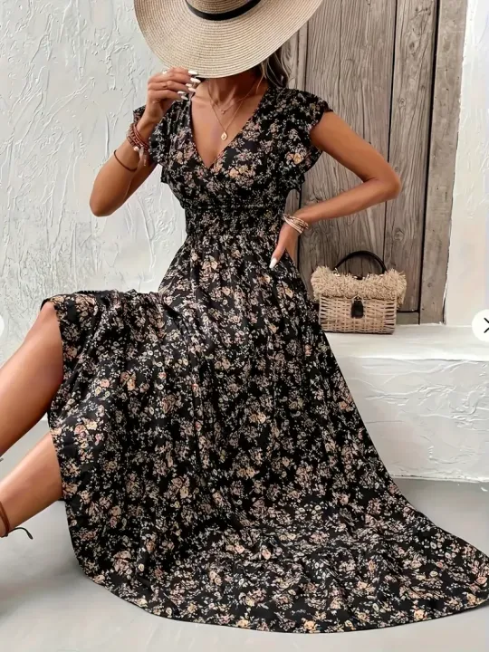Plus%20Size%201XL-5XL%20Women's%20Fashion%20Summer%20Floral%20Print%20V-Neck%20Ruffle%20Hem%20Dress%20Ladies%20Short%20Sleeve%20Elegant%20Flare%20Dress%20Long%20Dress%20-%20Image%203