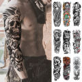 Large Full Arm Sleeve Waterproof Temporary Tattoo Sticker Skul Dragon Snake Lion Wolf Tiger Prajna Fake Tatoo Body Art Men Women. 