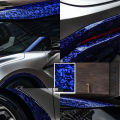 Ultra Glossy PET Blue Forged Carbon Fiber Vinyl Wrap Film Self Adhesive Car Motorcycle DIY Sticker Decal With Air Release. 