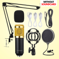 【Big Circuit】 BM800 Condenser Microphone KIT with V8 SoundCard for Studio Recording ~ Home Studio Setup for PodCasting, Live Streaming, Gaming, Singing, ASMR with Mic Suspension Adjustable Scissor Arm, XLR Cable, Shock Mount & Pop Filter ~ FunBug. 