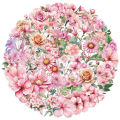 50pcs Pink Floral Stickers Flower Natural Journaling Notebook Water Bottle Decorative Decals Aesthetic Waterproof PET Sticker. 