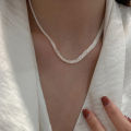 1 piece of S925 silver simple hollowed-out wide necklace, mesh clavicle chain, high quality, suitable for daily wear. 