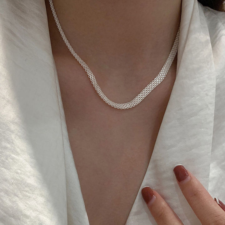 1%20piece%20of%20S925%20silver%20simple%20hollowed-out%20wide%20necklace,%20mesh%20clavicle%20chain,%20high%20quality,%20suitable%20for%20daily%20wear%20-%20Image%204