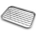Square Perforated Barbecue Plate Basket Tool Stainless Steel Grill Pan Tray Plate Grilling Household Baking Outdoor Barbecue. 