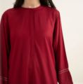 embroided long shirt in red color for summer 1pc shirt and 2pc full dress for girls women ladies bet for summer. 