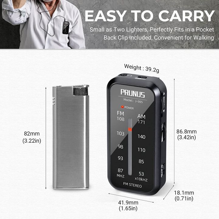 PRUNUS%20Pocket%20Radio%20Mini%20walkman%20AM%20FM%20Radio%20Hand%20Stereo%20Portable%20Radios%20Portable%20Music%20Playe%20AAA%20Batteries%20with%20Headphones%20-%20Image%204